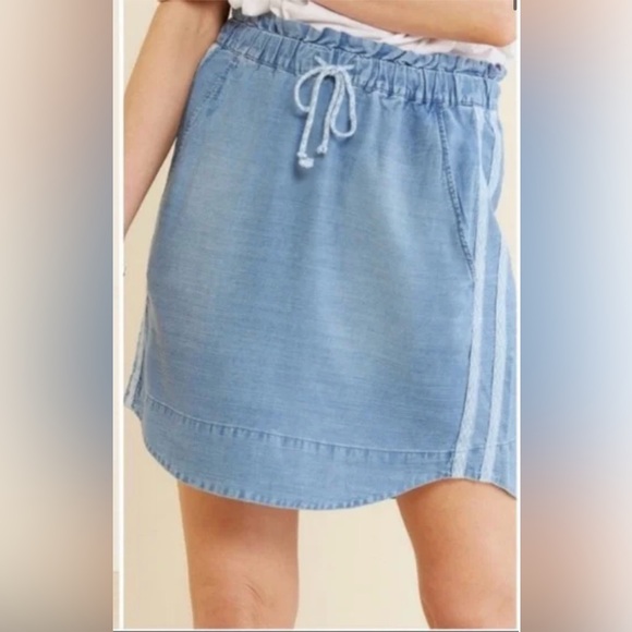 Cloth & Stone Anthropologie Women's Small Blue Lightweight Chambray skirt - Picture 3 of 10